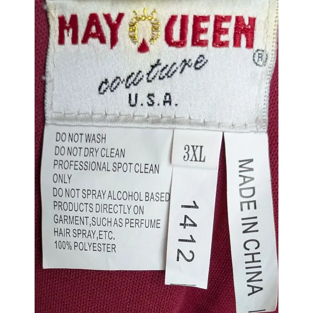 Plus Size Mother Bride Burgundy Lace Chiffon Formal Maxi Gown Cruise Formal 3XL - Picture 7 of 7